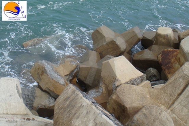 ACCROPODE cassés et extraits après mouvements sous l'eau - ACCROPODE collapsed