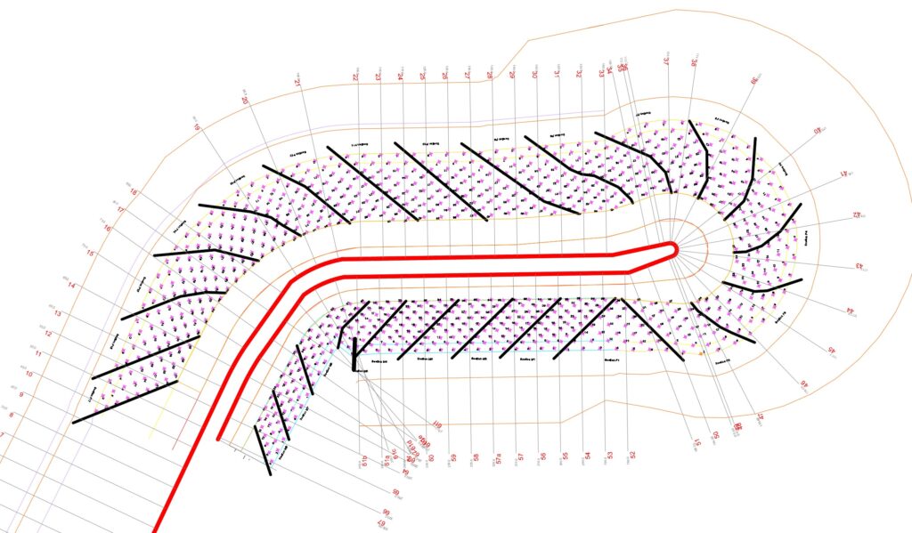 Plan de pose digue Argelès avec blocs BS1 et BS2 et schéma de connexion des unités